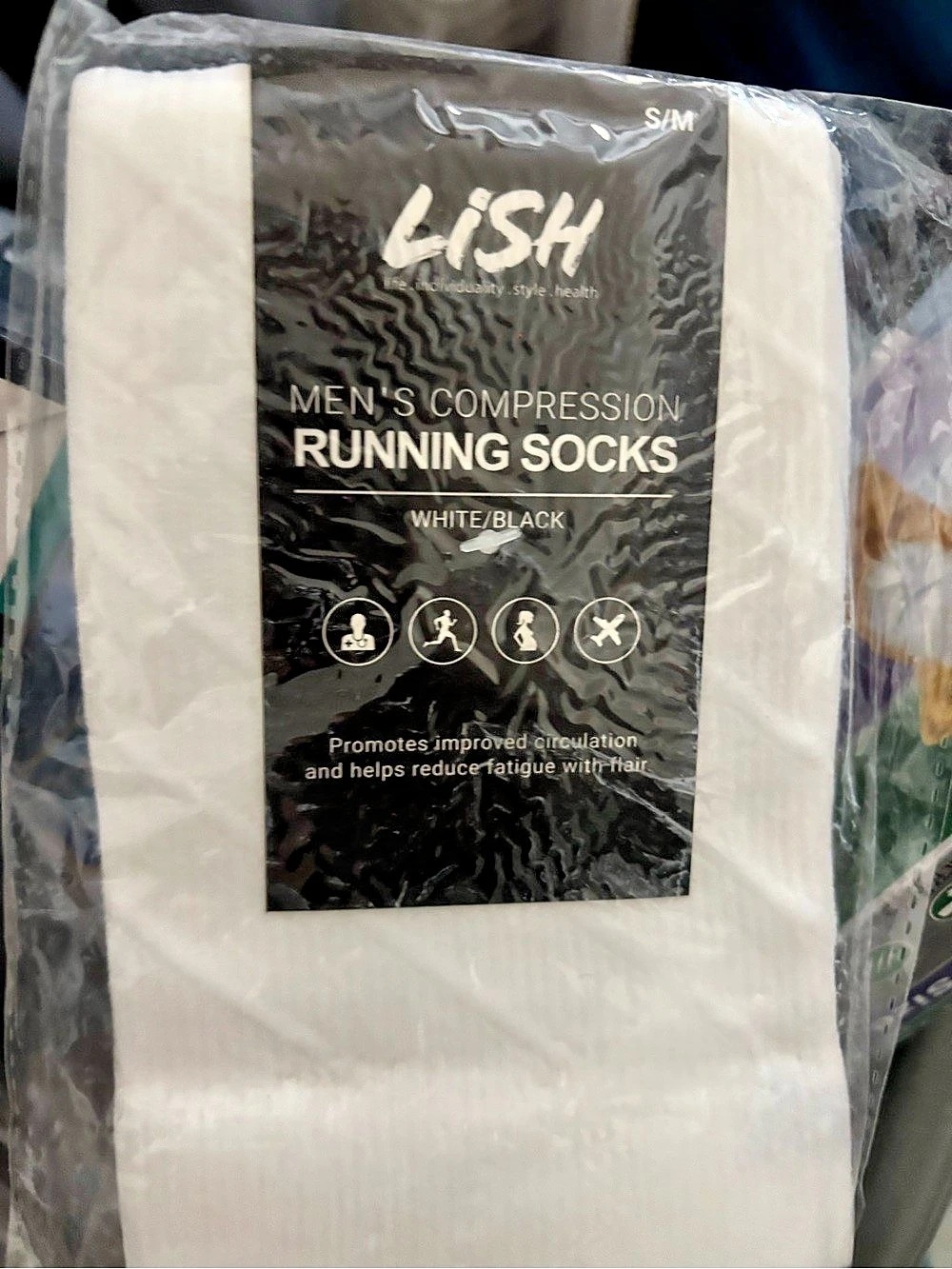 LISH Men's Compression Running Socks Compression Running Socks White & Black S/M